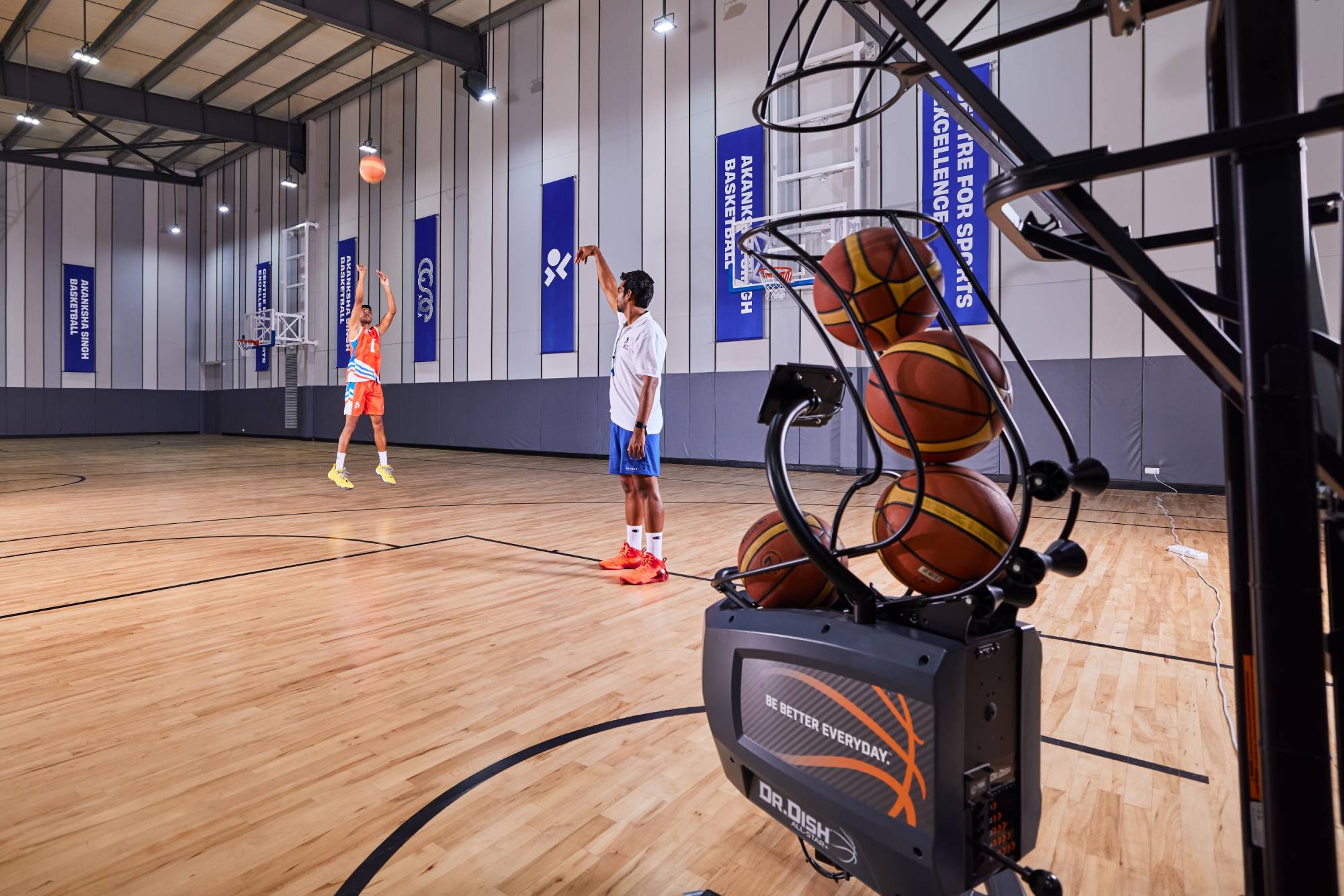 Basketball shooting machine training at FIBA basketball court Bangalore
